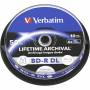 Verbatim - 1x10 Verbatim M-Disc BD-R BluRay 50GB 6x Speed Cakebox printable